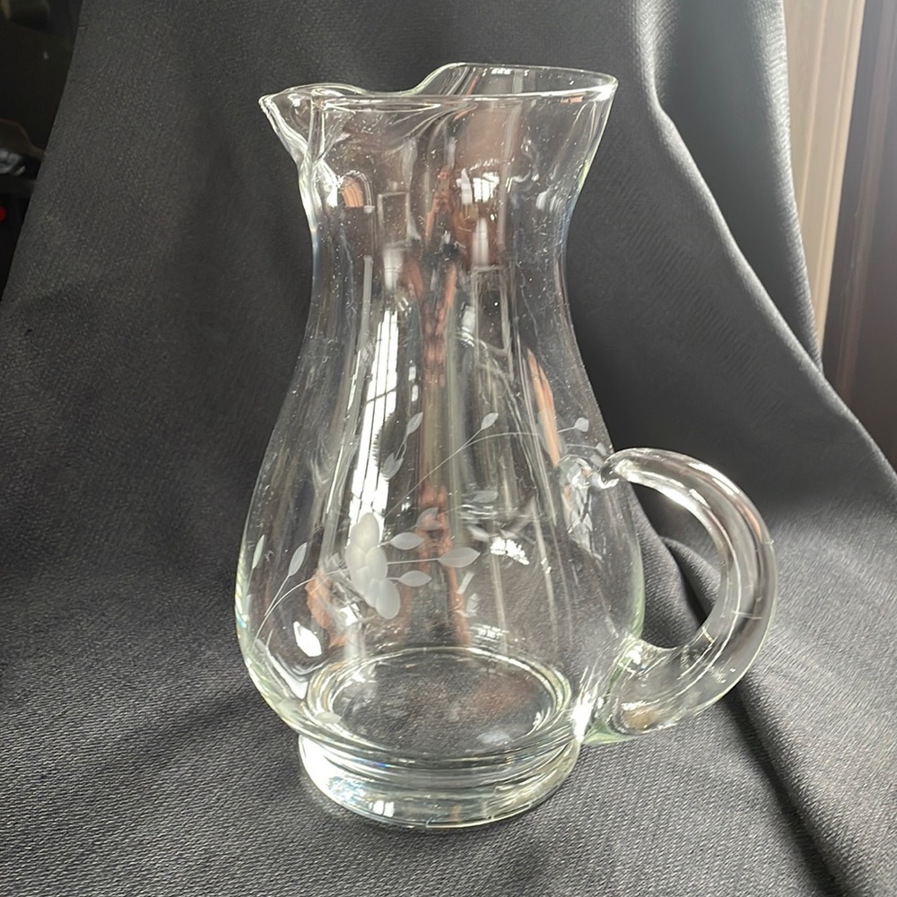 Pitcher, princess house crystal, heritage pattern
